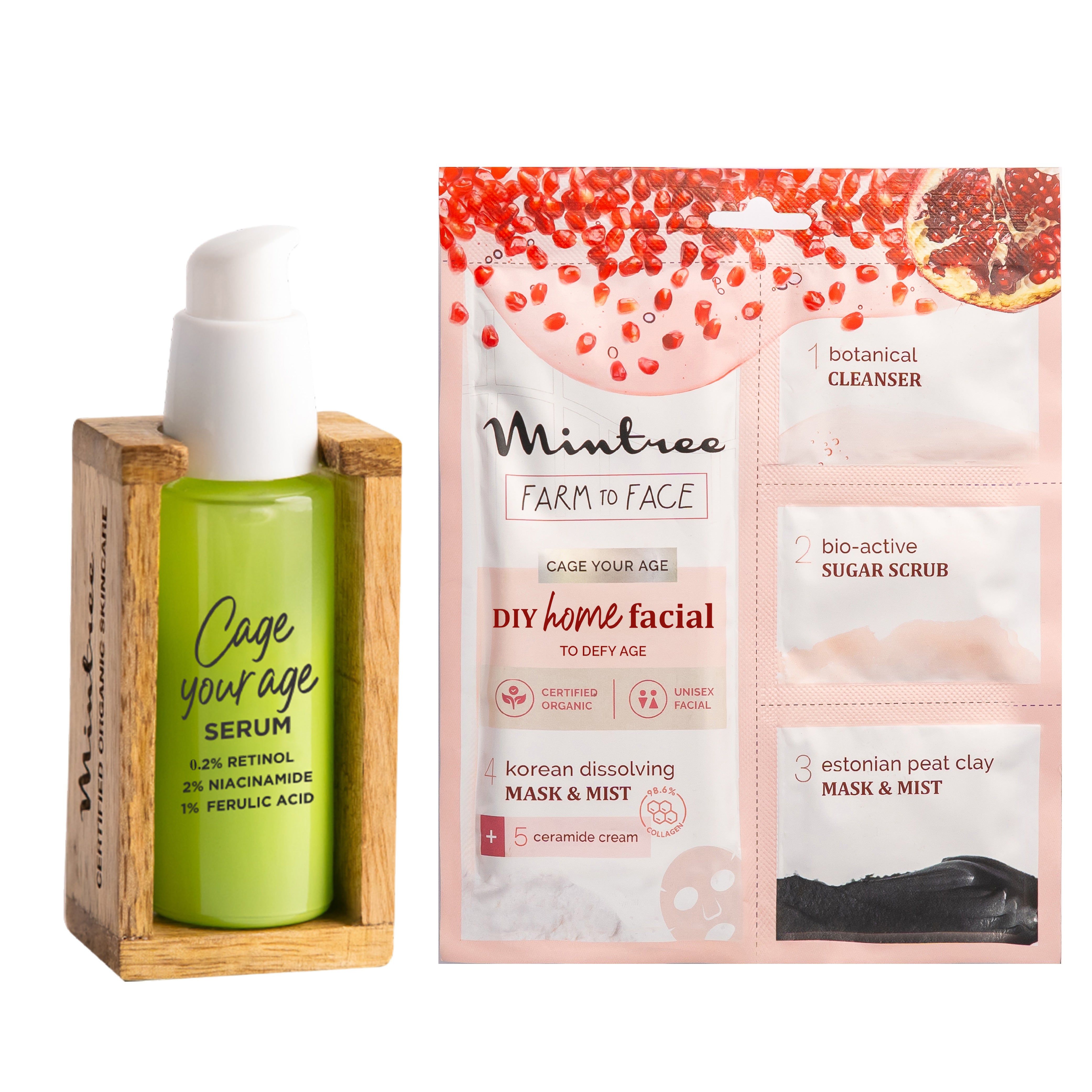 Cage Your Age Serum & Pomegranate Home Facial Kit