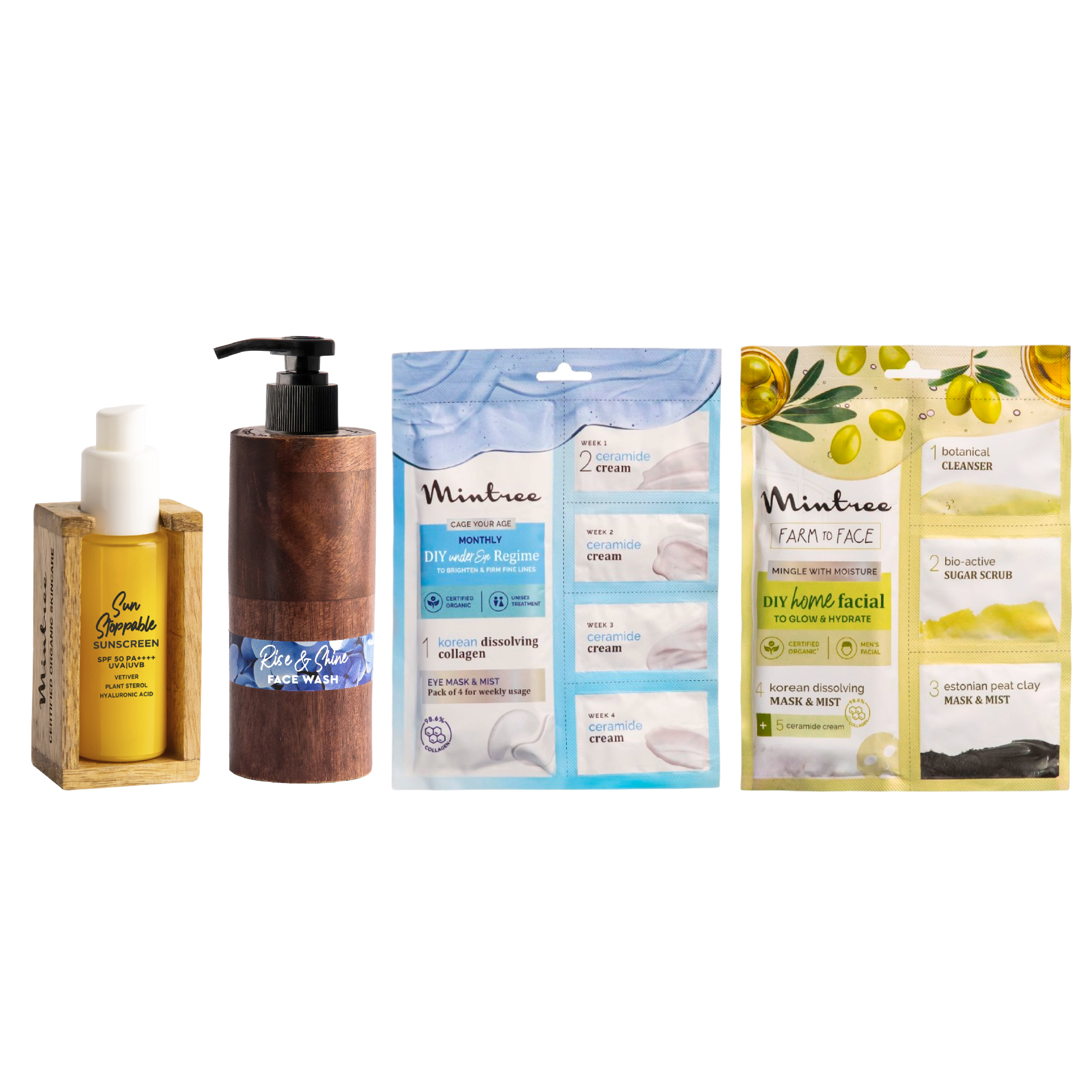 Olive DIY Home Facial, Under Eye Patch, Sunscreen & Face Wash