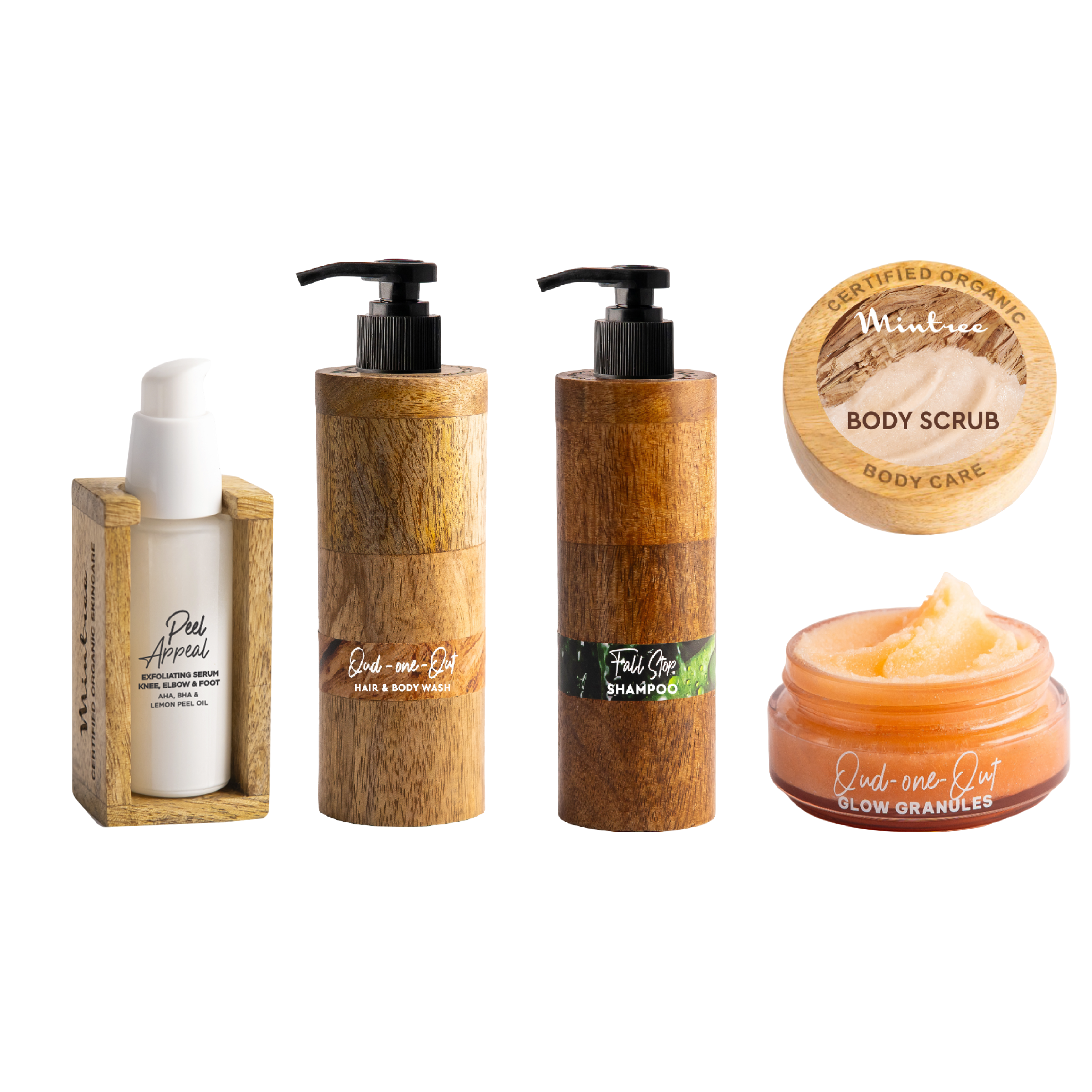 Peel Appeal Serum,Oud Hair & Body Wash,Body Scrub & Shampoo