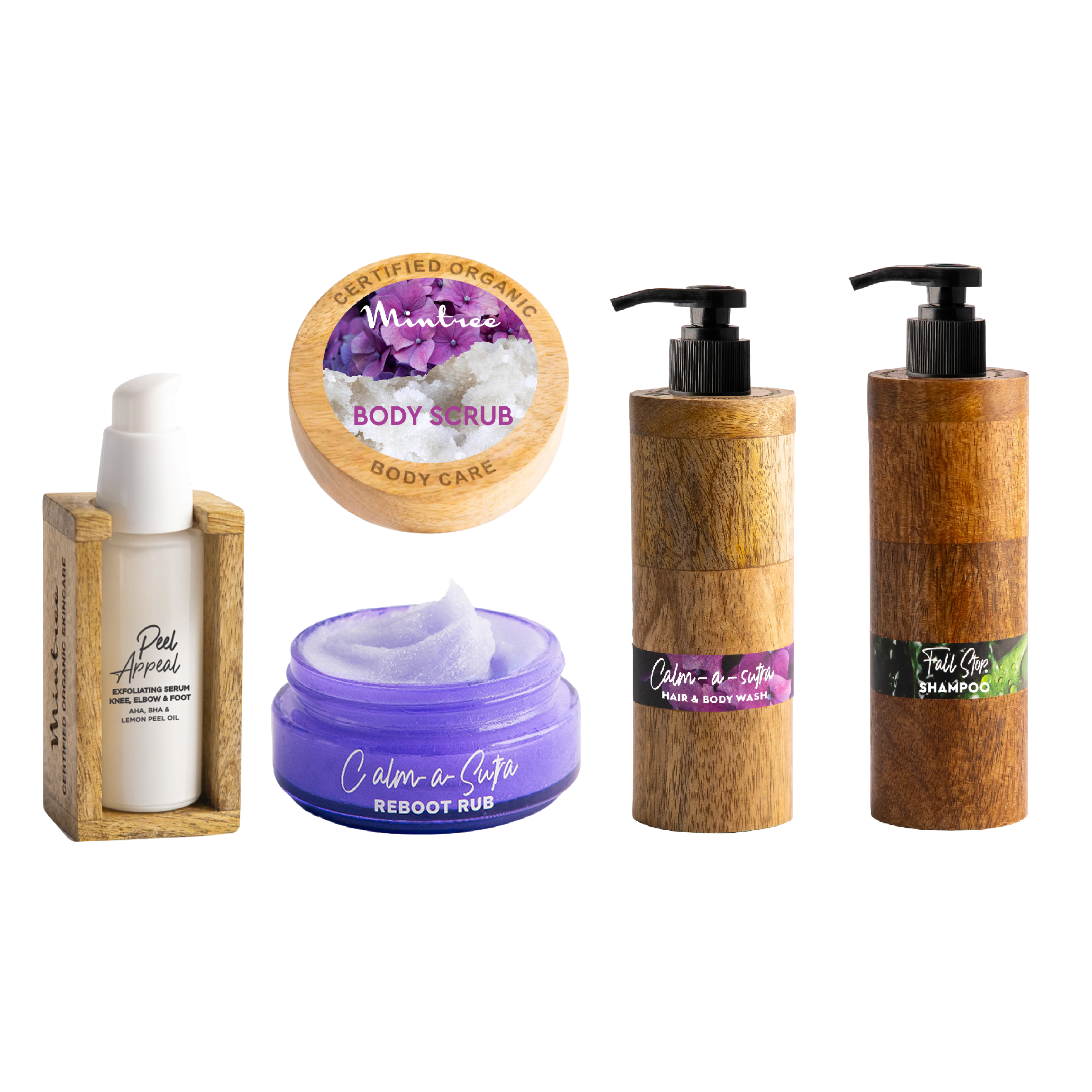 Peel Appeal Serum,Calm a sutra Body Wash,Body Scrub & Fall Stop Shampoo