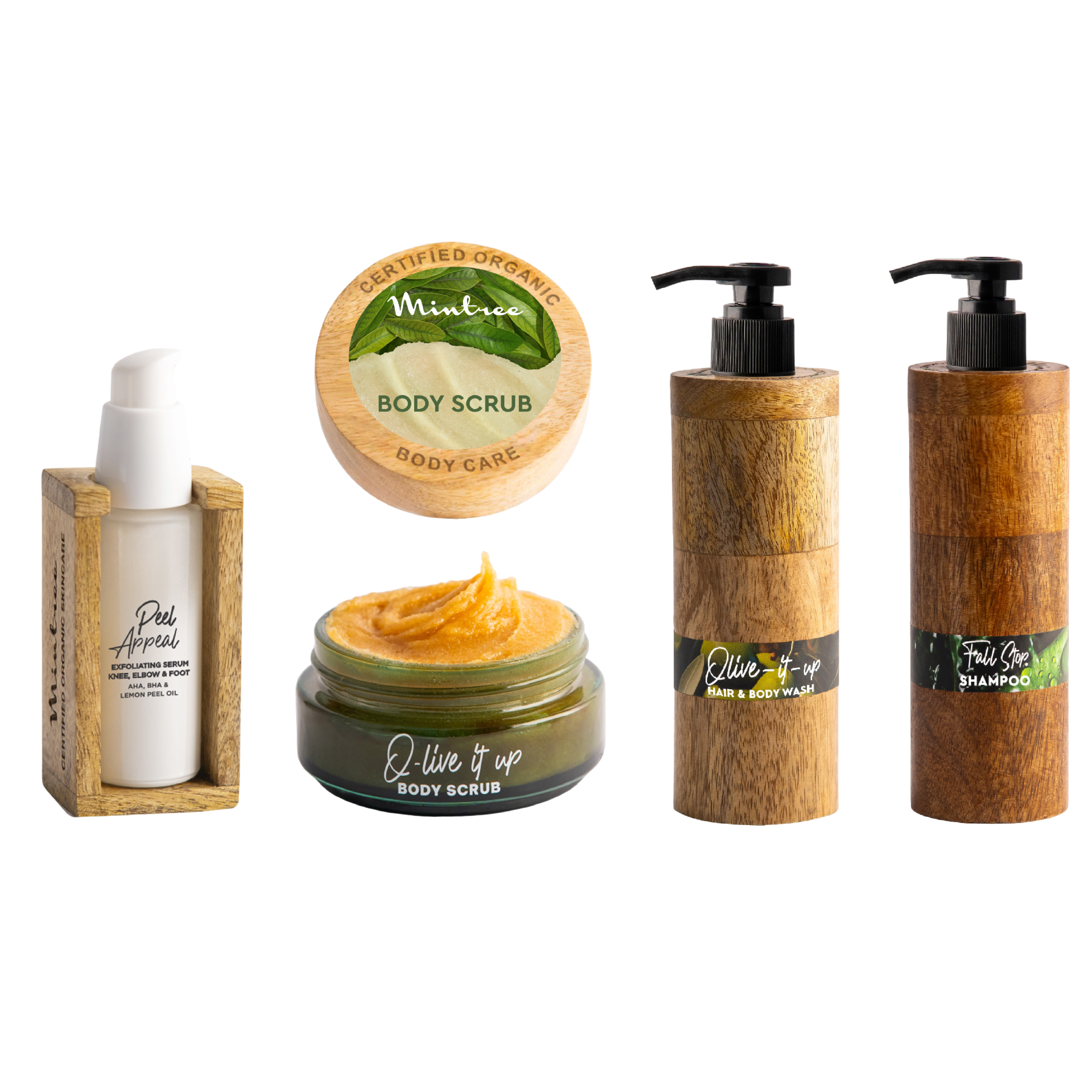 peel appeal,olive scrub, body wash ,shampoo
