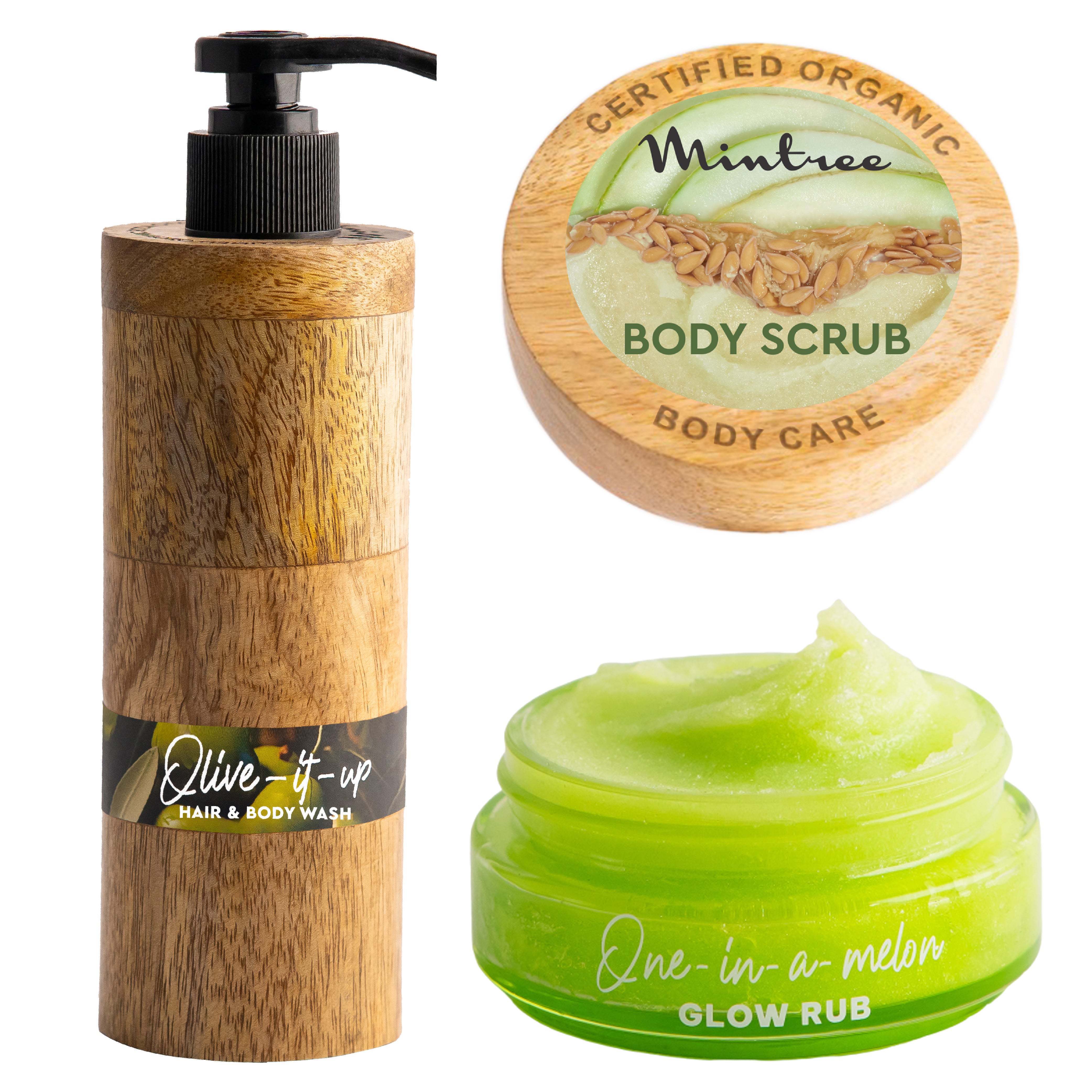 Olive Body Wash & Melon Body Scrub