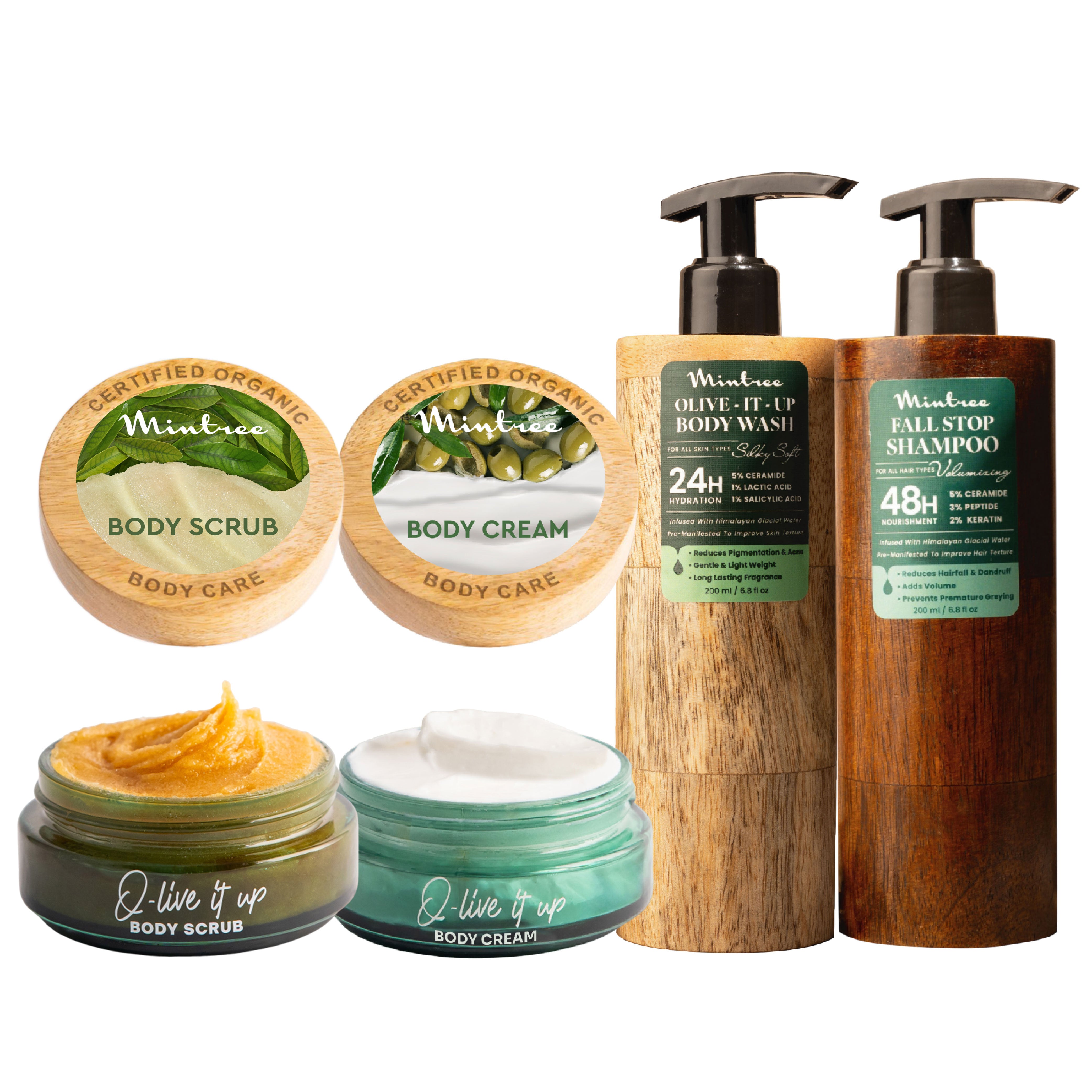 Olive Body Wash, Body Butter, Body Scrub & Shampoo