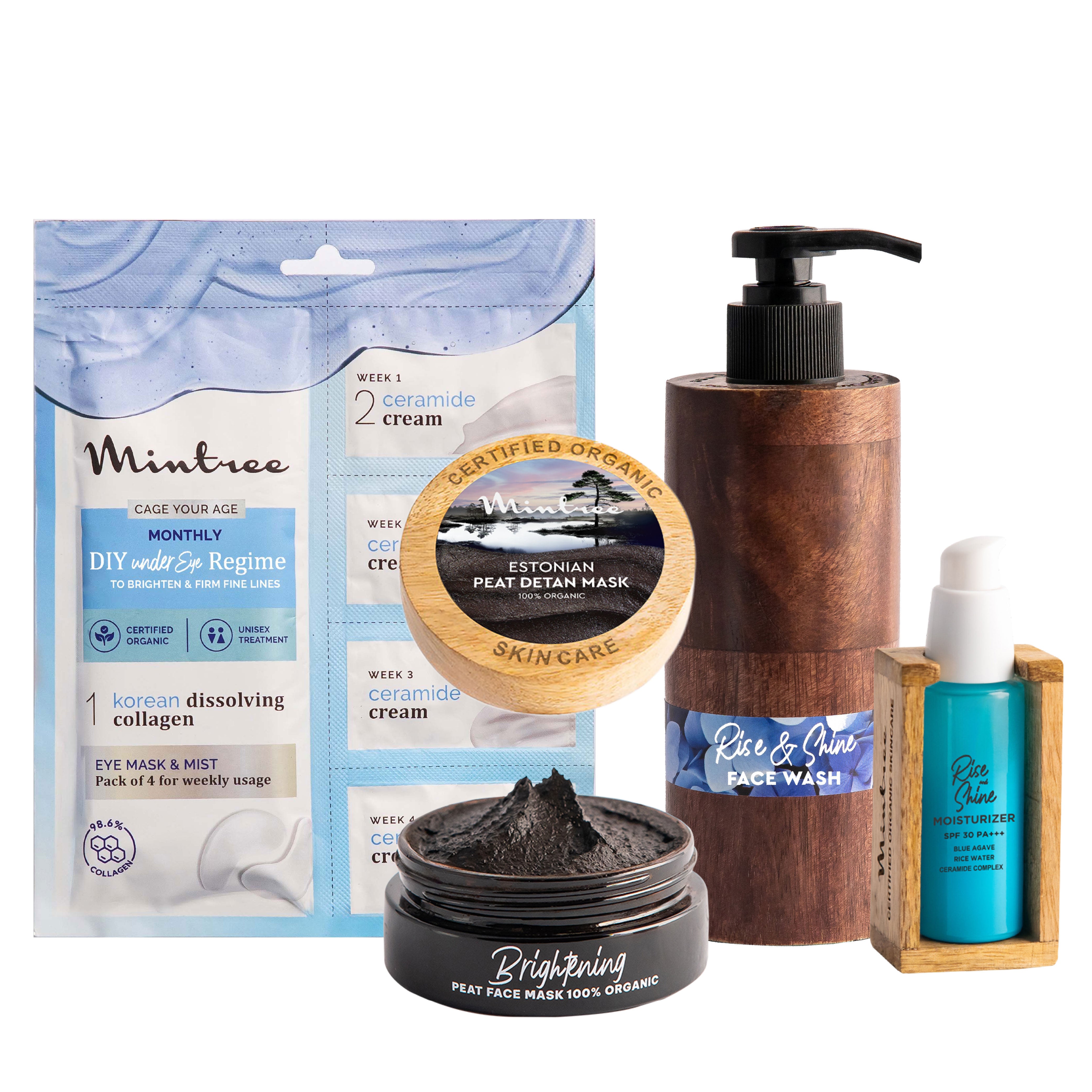 Collagen Mask, Peat Mask, Rise n Shine Face Wash & Moisturizer