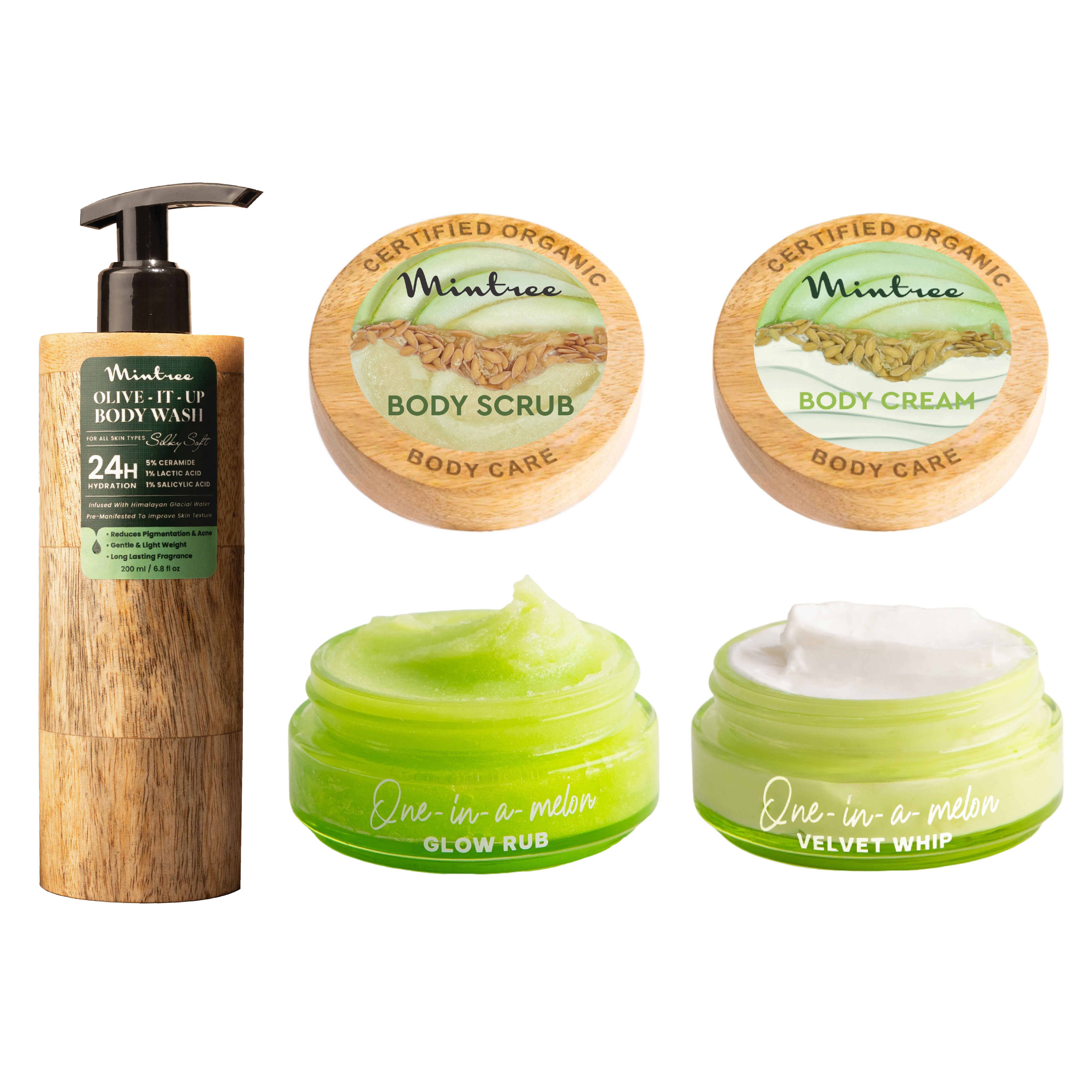 Olive Body Wash, Melon Body Scrub & Body Butter