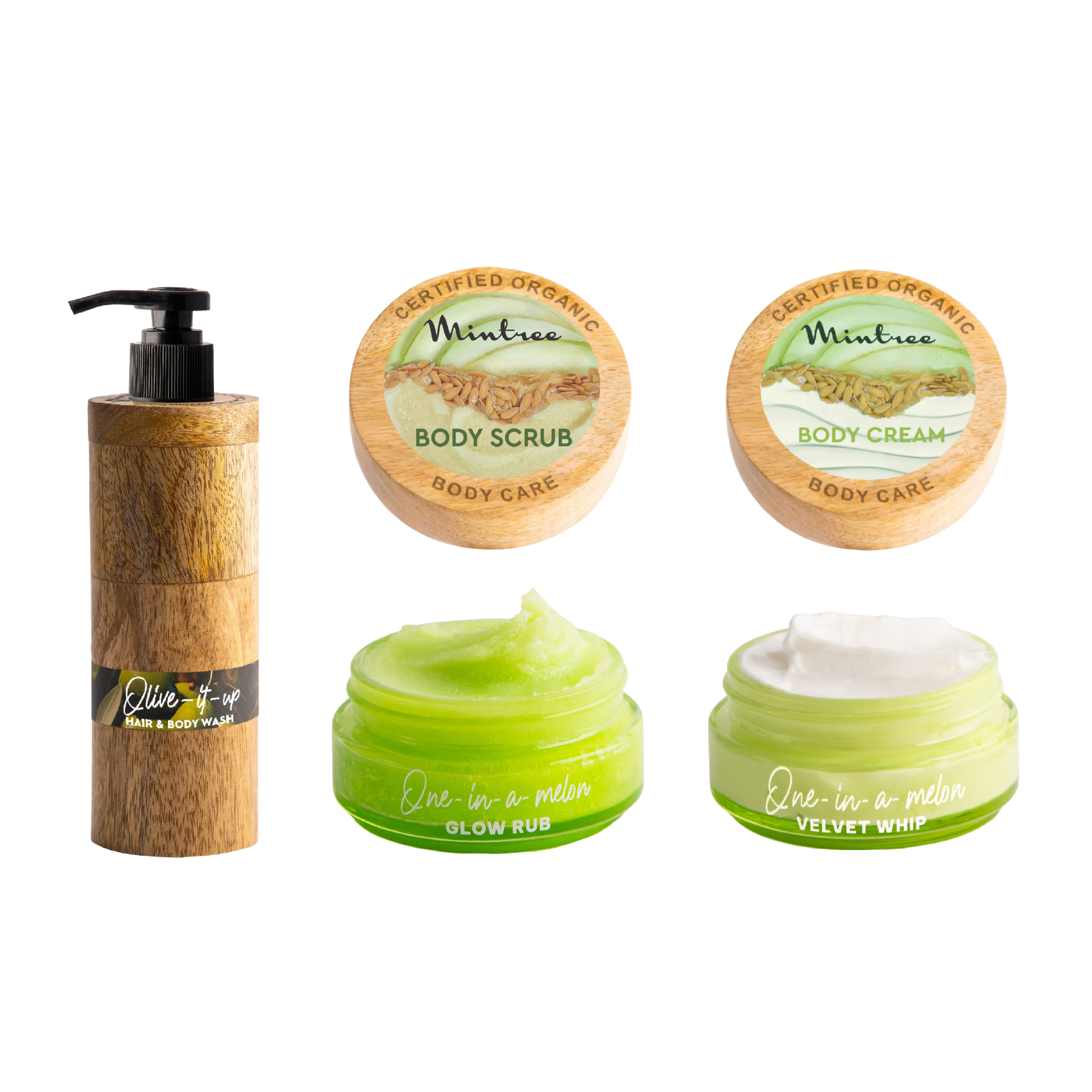 Olive Body Wash & Melon Body Scrub & Butter